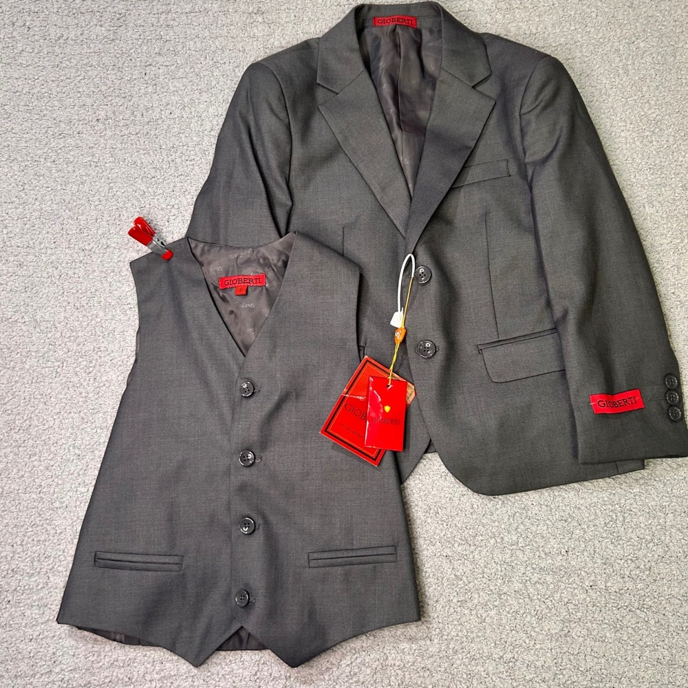 Gioberti Blazer Vest Set BS-41 Size 6 Charcoal Grey Formal Wedding Dapper‎ Kids